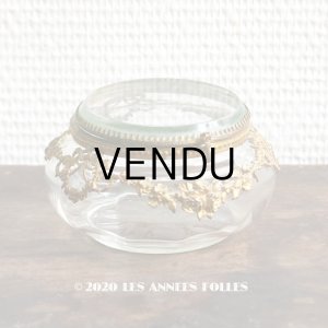 画像: アンティーク パウダーケース 薔薇&リボンのガーランド