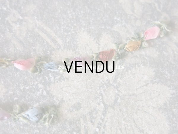 画像4: 1900年代 アンティーク シルク製 ロココトリム 5色の薔薇 ロココリボン 24cm (4)
