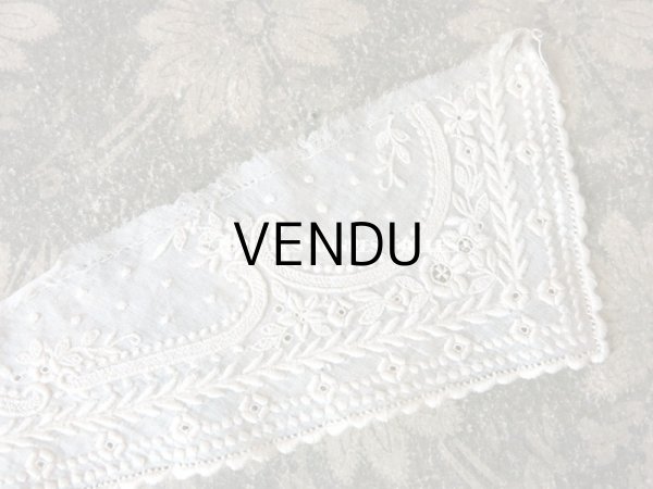 画像8: 19世紀  アンティーク ホワイトワークの付け襟  花模様 (8)