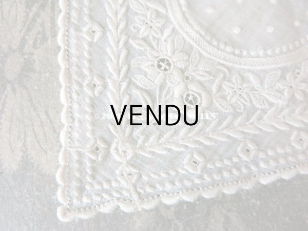 画像9: 19世紀  アンティーク ホワイトワークの付け襟  花模様 (9)