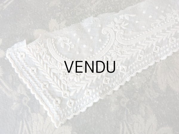 画像4: 19世紀  アンティーク ホワイトワークの付け襟  花模様 (4)