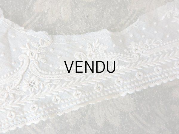 画像7: 19世紀  アンティーク ホワイトワークの付け襟  花模様 (7)