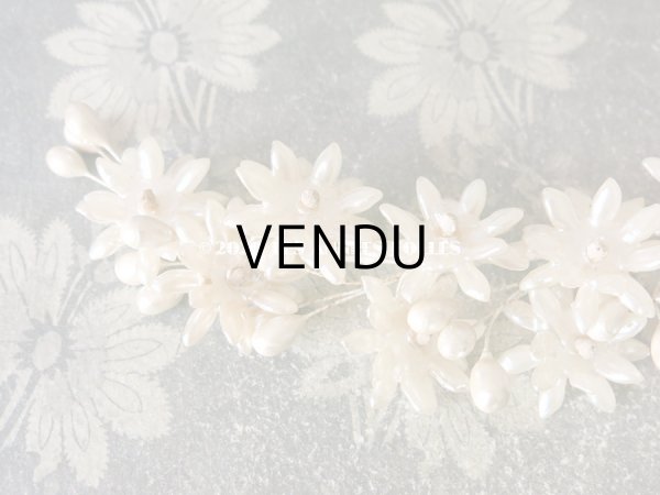 画像4: アンティーク パール加工 ワックスフラワーのティアラ ウェディング 結婚式 ヘッドリース  (4)