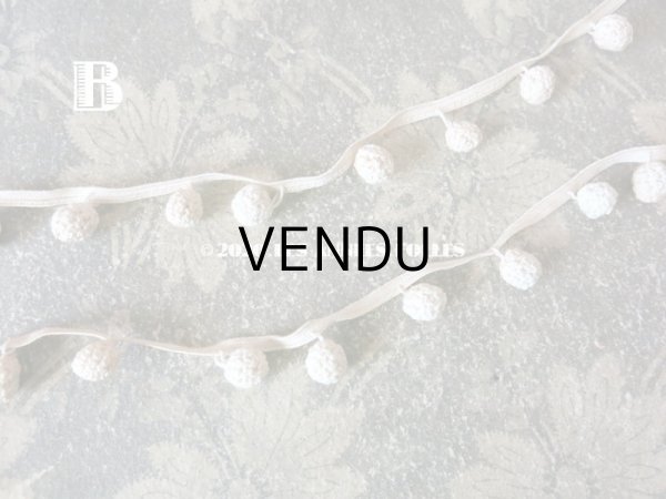 画像6: 1900年代 アンティーク アンティーク コットンクロシェ ポンポンのトリム (6)