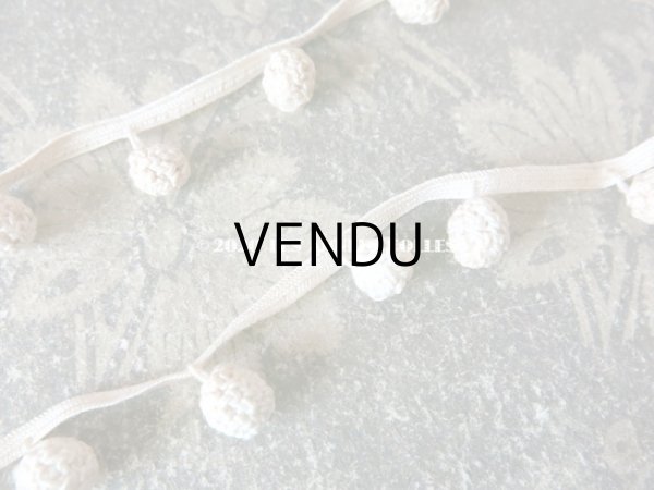 画像7: 1900年代 アンティーク アンティーク コットンクロシェ ポンポンのトリム (7)