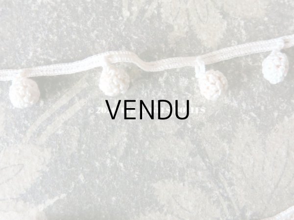 画像4: 1900年代 アンティーク アンティーク コットンクロシェ ポンポンのトリム (4)