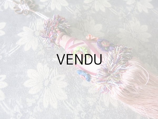 画像14: 19世紀 アンティーク シルク製 ピンクの大きなタッセル ポンポン パスマントリー  (14)