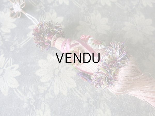 画像16: 19世紀 アンティーク シルク製 ピンクの大きなタッセル ポンポン パスマントリー  (16)