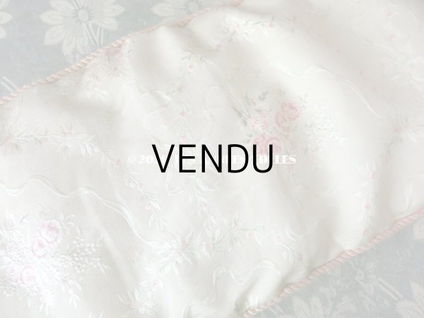 画像10: アンティーク 小さなハンキーケース ピンクの薔薇&リボンのガーランド ハンカチ用ポシェット  (10)
