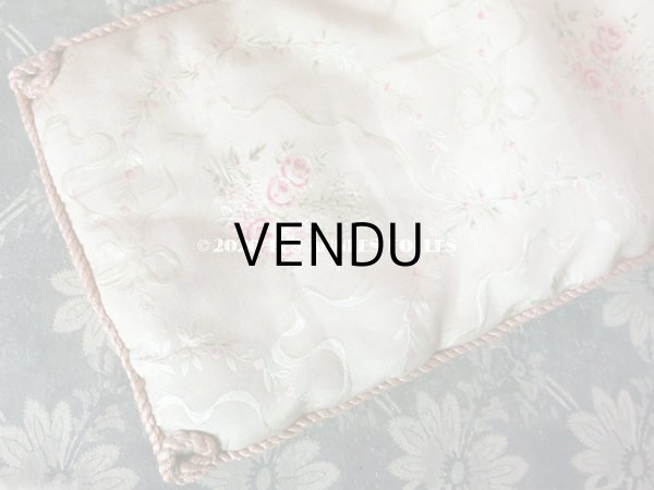 画像9: アンティーク 小さなハンキーケース ピンクの薔薇&リボンのガーランド ハンカチ用ポシェット  (9)