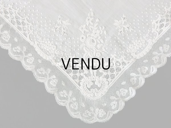 画像11:  19世紀 アンティーク  結婚式のハンカチ イニシャル【CH】 ホワイトワーク & 手編みのヴァランシエンヌレース (11)
