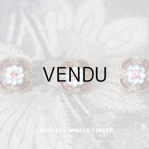 画像: アンティーク エナメル ボタン 薔薇 ハンドペイント ホワイト＆ボルドー 9mm
