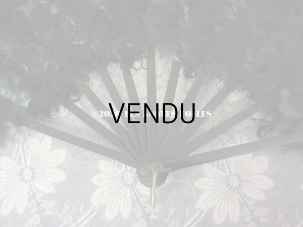 画像8: 1900年代 アンティーク ファン 白鳥の羽 黒いフェザー (8)