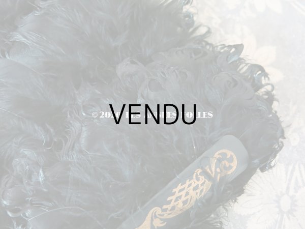 画像7: 1900年代 アンティーク ファン 白鳥の羽 黒いフェザー (7)