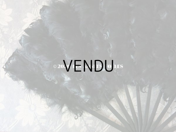 画像10: 1900年代 アンティーク ファン 白鳥の羽 黒いフェザー (10)