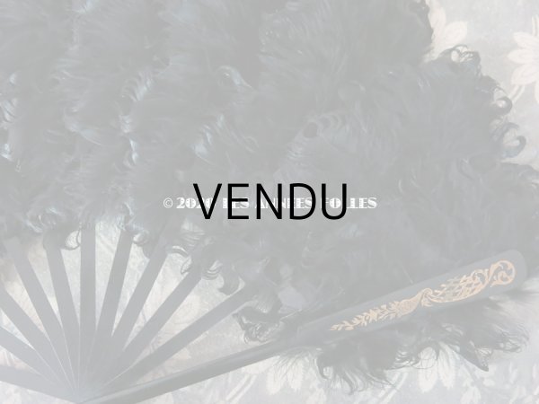 画像11: 1900年代 アンティーク ファン 白鳥の羽 黒いフェザー (11)