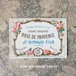 画像: アンティーク 薔薇のパフュームラベル ROSE DE PROVENCE - JN.GIRAUD FILS -
