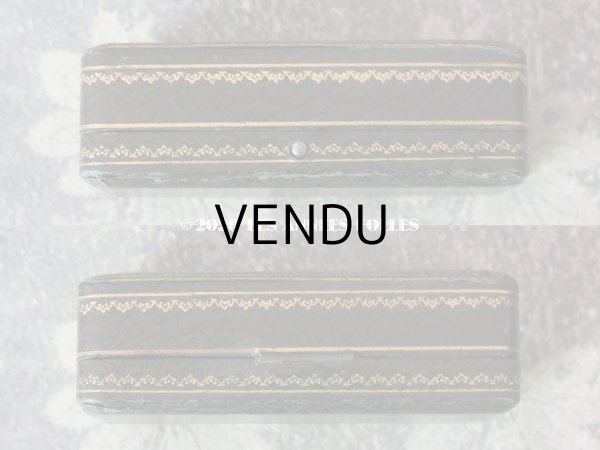 画像11: アンティーク ジュエリーボックス 金彩入り グリーン エパングル (11)