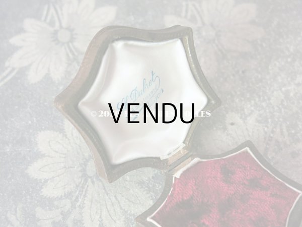 画像7: アンティーク 本革製 ジュエリーボックス 金彩入り ブラウン (7)