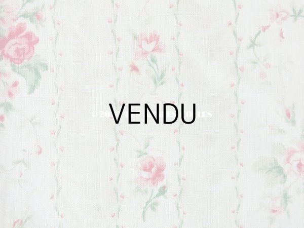 画像4: 1900年代 アンティーク 薔薇の花かごのコットン製ファブリック 80×74cm (4)