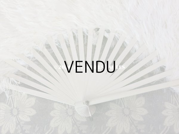 画像12: アンティーク 淡いピンクベージュのリボン付 オフホワイトのフェザーのファン  (12)