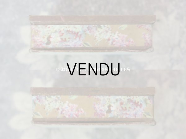 画像8: アンティーク ライラックの花模様 エパングルケース ガラスの蓋の紙箱  (8)
