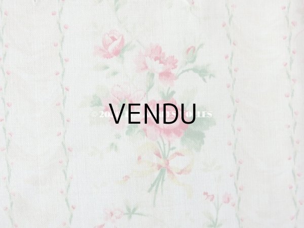 画像5: 1900年代 アンティーク 薔薇の花かごのコットン製ファブリック 80×74cm (5)