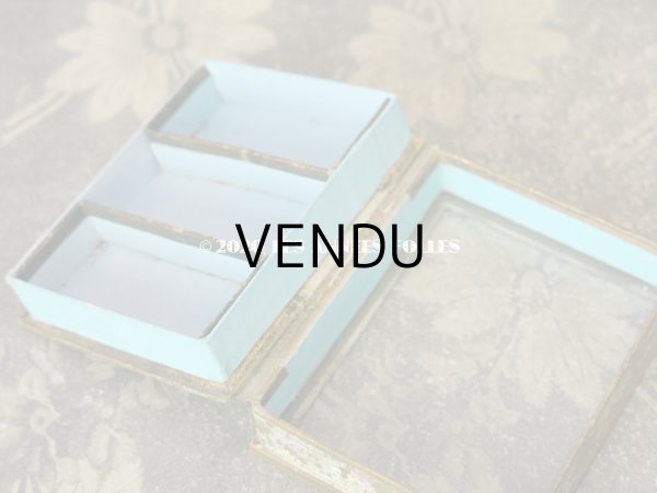 画像6: アンティーク ライラックの花模様 エパングルケース ガラスの蓋の紙箱  (6)
