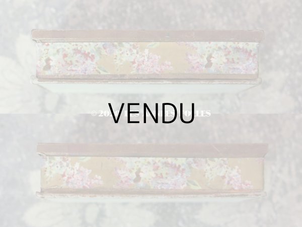 画像7: アンティーク ライラックの花模様 エパングルケース ガラスの蓋の紙箱  (7)