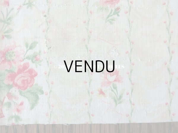 画像7: 1900年代 アンティーク 薔薇の花かごのコットン製ファブリック 80×74cm (7)