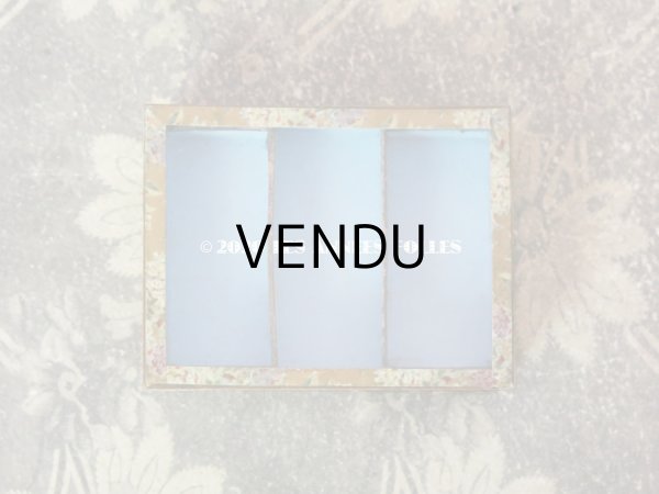 画像3: アンティーク ライラックの花模様 エパングルケース ガラスの蓋の紙箱  (3)