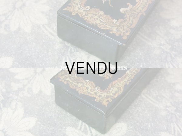 画像4: 19世紀 ナポレオン3世時代 アンティーク  ペンケース パピエマシェ PLUMES & CRAYONS (4)