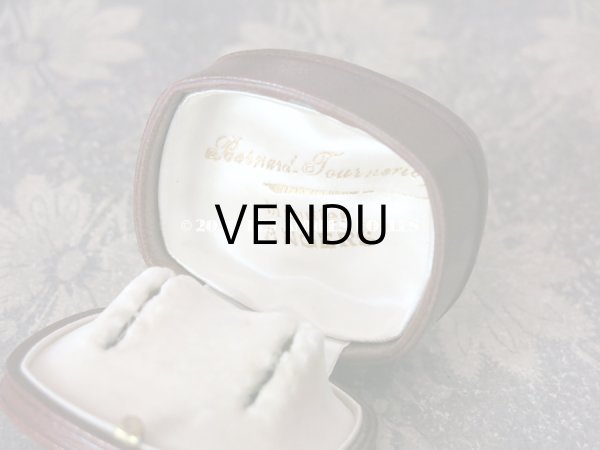 画像7: アンティーク 本革製 ジュエリーボックス ピアス用 ブラウン (7)