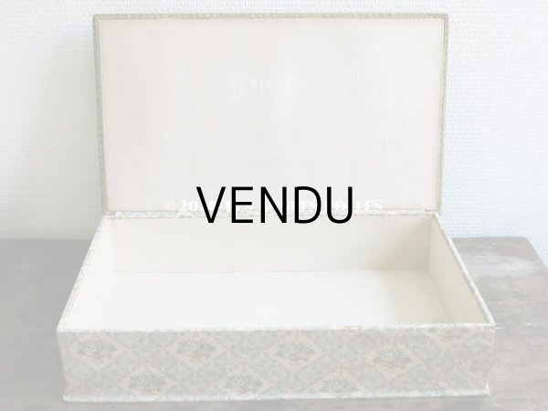 画像8: 【10周年セール対象外】 1910年代 アンティーク 薔薇の花かご　大きなカルトナージュボックス ローズパニエ柄 ブルー (8)