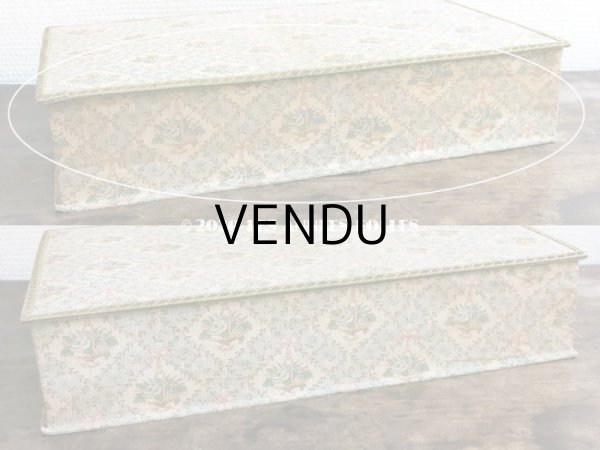 画像7: 【10周年セール対象外】 1910年代 アンティーク 薔薇の花かご　大きなカルトナージュボックス ローズパニエ柄 ブルー (7)