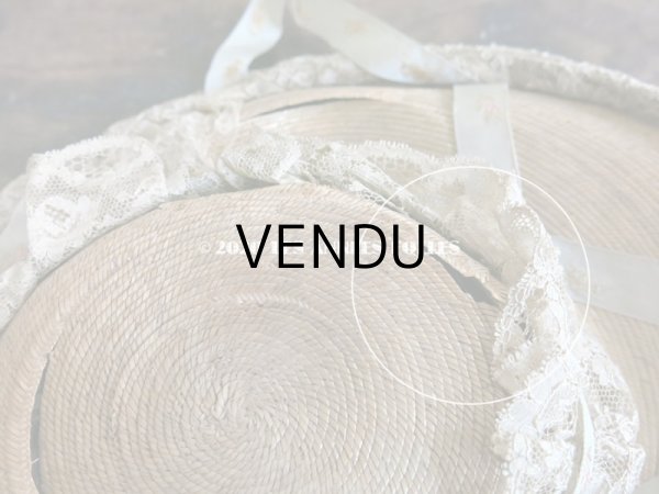 画像9: 【10周年セール対象外】 アンティーク 小さな女の子用 レース&リボン付 ストローハット  (9)