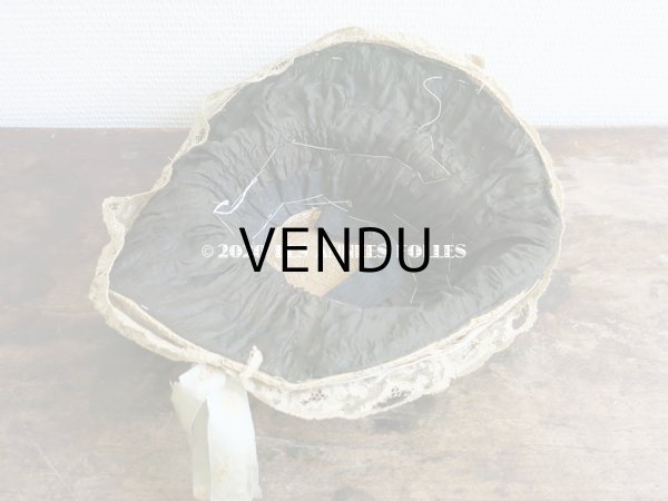 画像6: 【10周年セール対象外】 アンティーク 小さな女の子用 レース&リボン付 ストローハット  (6)