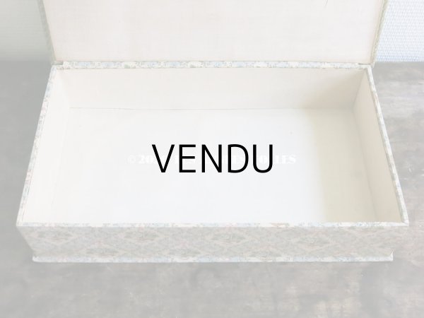 画像10: 【10周年セール対象外】 1910年代 アンティーク 薔薇の花かご　大きなカルトナージュボックス ローズパニエ柄 ブルー (10)