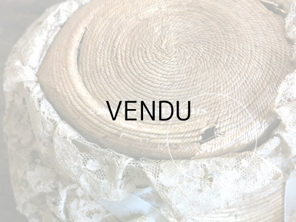 画像10: 【10周年セール対象外】 アンティーク 小さな女の子用 レース&リボン付 ストローハット  (10)