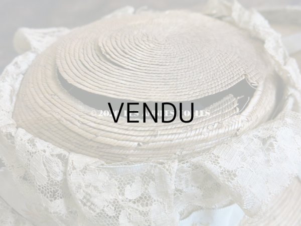 画像8: 【10周年セール対象外】 アンティーク 小さな女の子用 レース&リボン付 ストローハット  (8)