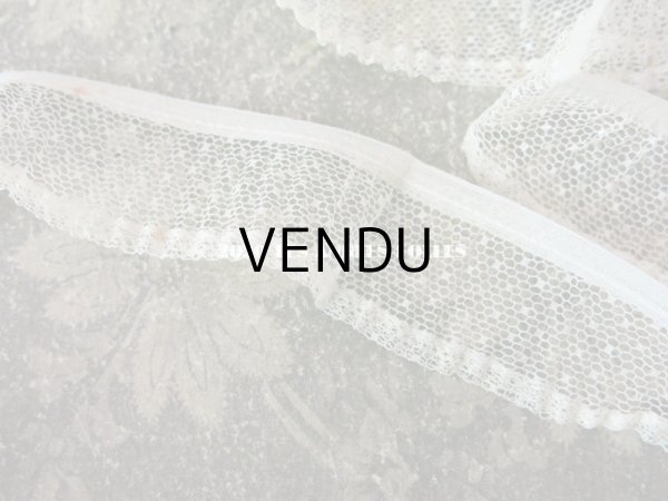 画像5: 【10周年セール対象外】 アンティーク ドット柄チュールレース プリーツ リボン オフホワイト 3.6〜3.8cm幅  (5)