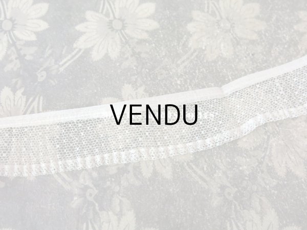 画像3: 【10周年セール対象外】 アンティーク ドット柄チュールレース プリーツ リボン オフホワイト 3.6〜3.8cm幅  (3)