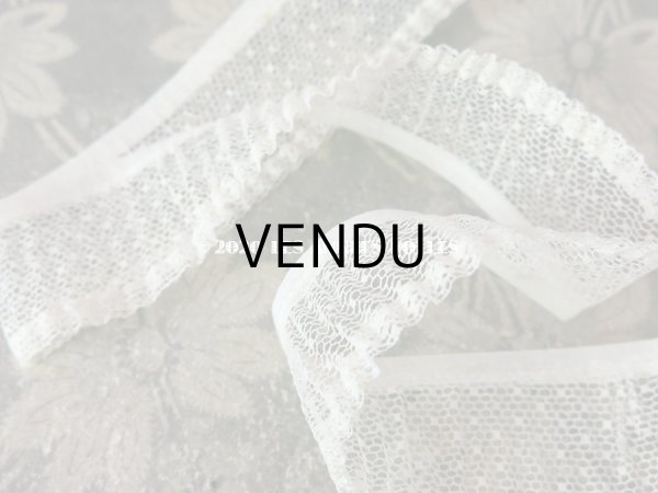 画像6: 【10周年セール対象外】 アンティーク ドット柄チュールレース プリーツ リボン オフホワイト 3.6〜3.8cm幅  (6)