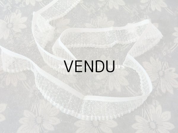 画像4: 【10周年セール対象外】 アンティーク ドット柄チュールレース プリーツ リボン オフホワイト 3.6〜3.8cm幅  (4)