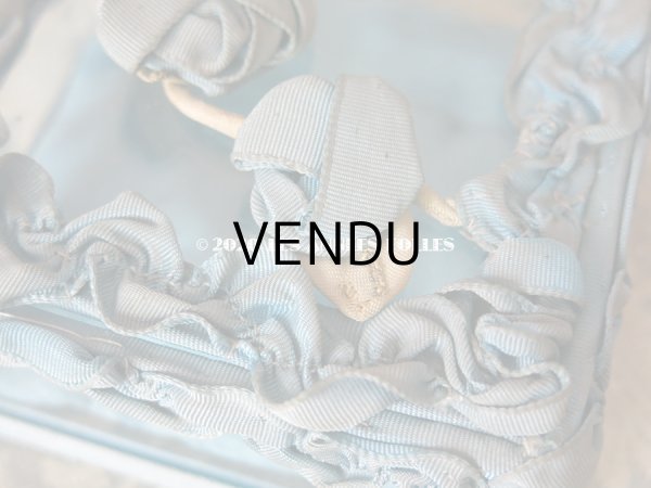 画像5: アンティーク ロココモチーフ付き リボンワークのジュエリーボックス スモーキーブルー ガラスケース (5)