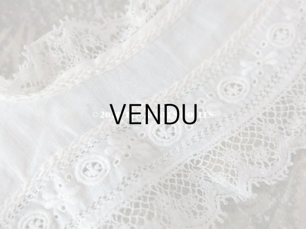 画像6: 【10周年セール対象外】 アンティーク ドール用 付け襟 ホワイトワーク＆ヴァランシエンヌレース (6)