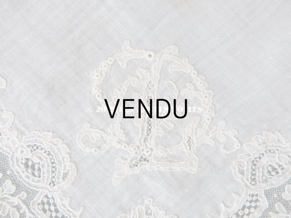 画像4: アンティーク ポワンドガーズ 結婚式のハンカチ 『ポワン・ド・ガーズ』 (4)