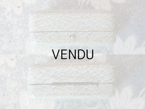 画像7: アンティーク 金彩入り ジュエリーボックス  ピアス用 淡いブルーグレー (7)