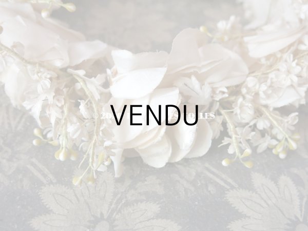 画像12: アンティーク 薔薇の花冠 オフホワイト 布花のヘッドリース ティアラ (12)