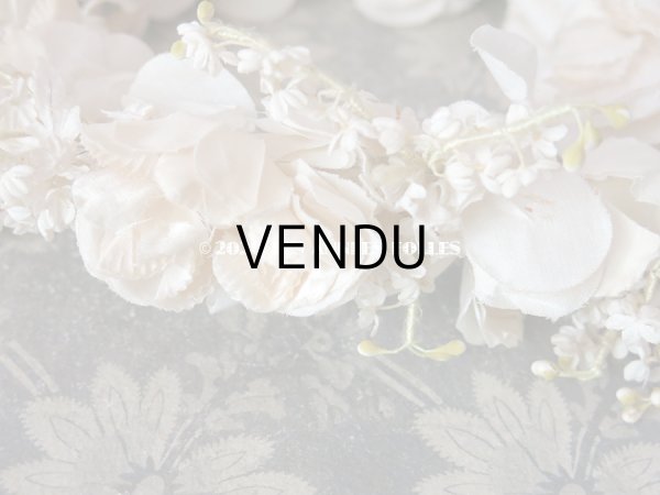 画像11: アンティーク 薔薇の花冠 オフホワイト 布花のヘッドリース ティアラ (11)